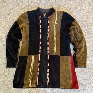 Mina Norton New York Wearable Art/Artsy/Art To Wear Chenille Cardigan Women’s L